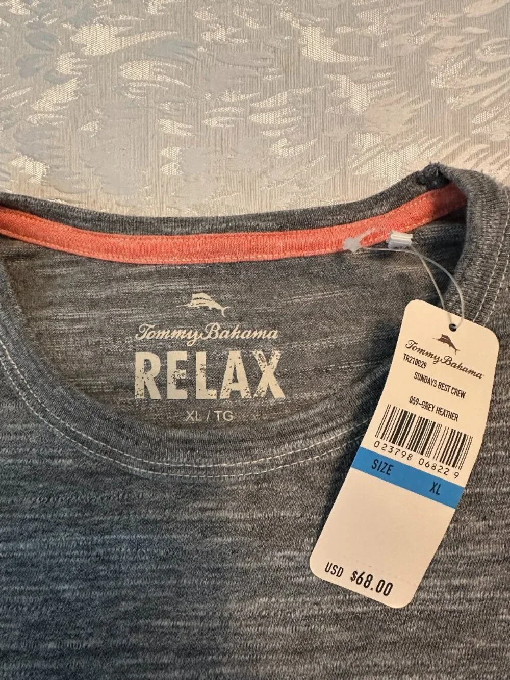 Tommy Bahana Sunday's Best Crew NWT Size XL Distressed Grey - Picture 1 of 5